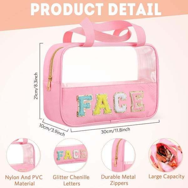 Chenille Letter Clear Travel Bag Luggage Makeup