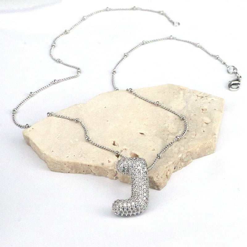 Silver Bubble initial Necklace