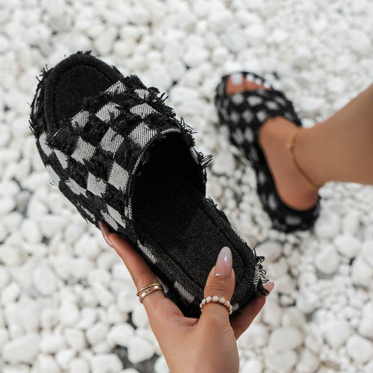 Checkered Platform Sandals