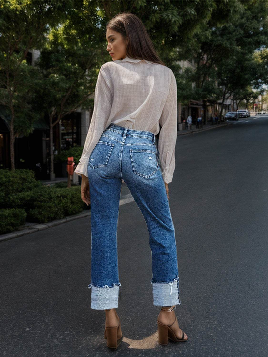 Rolled Straight Jeans