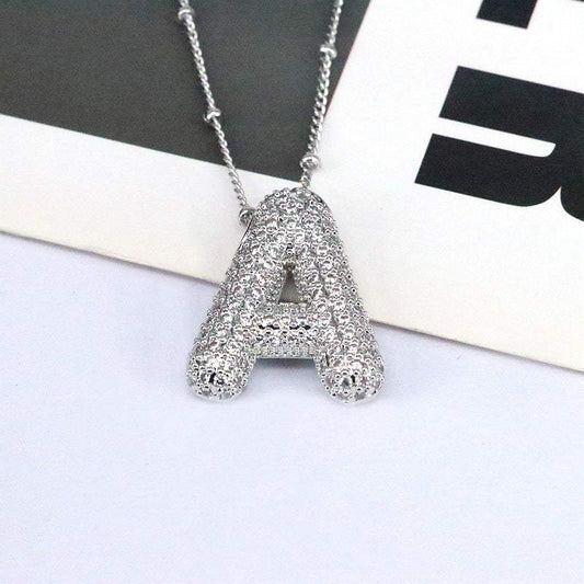 Silver Bubble initial Necklace