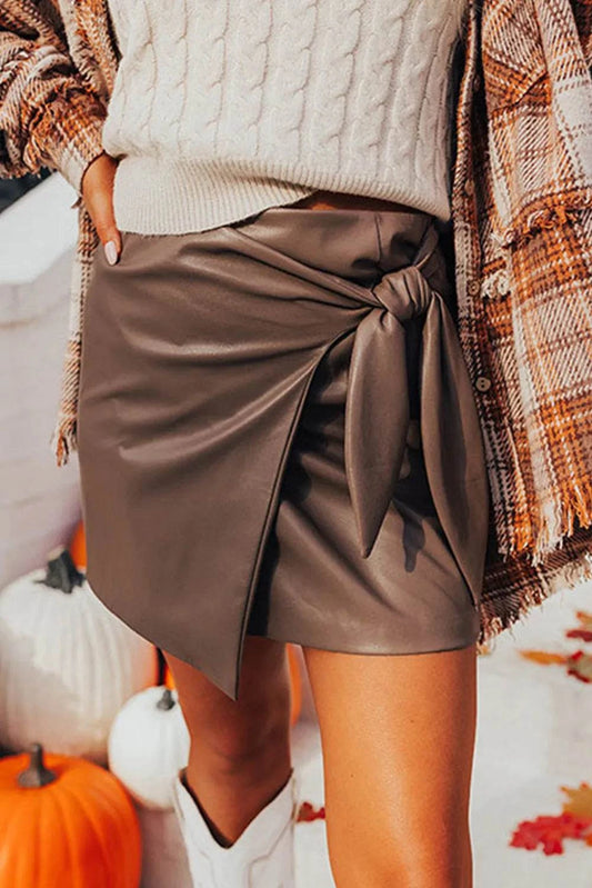 teddy PU Leather Skirt