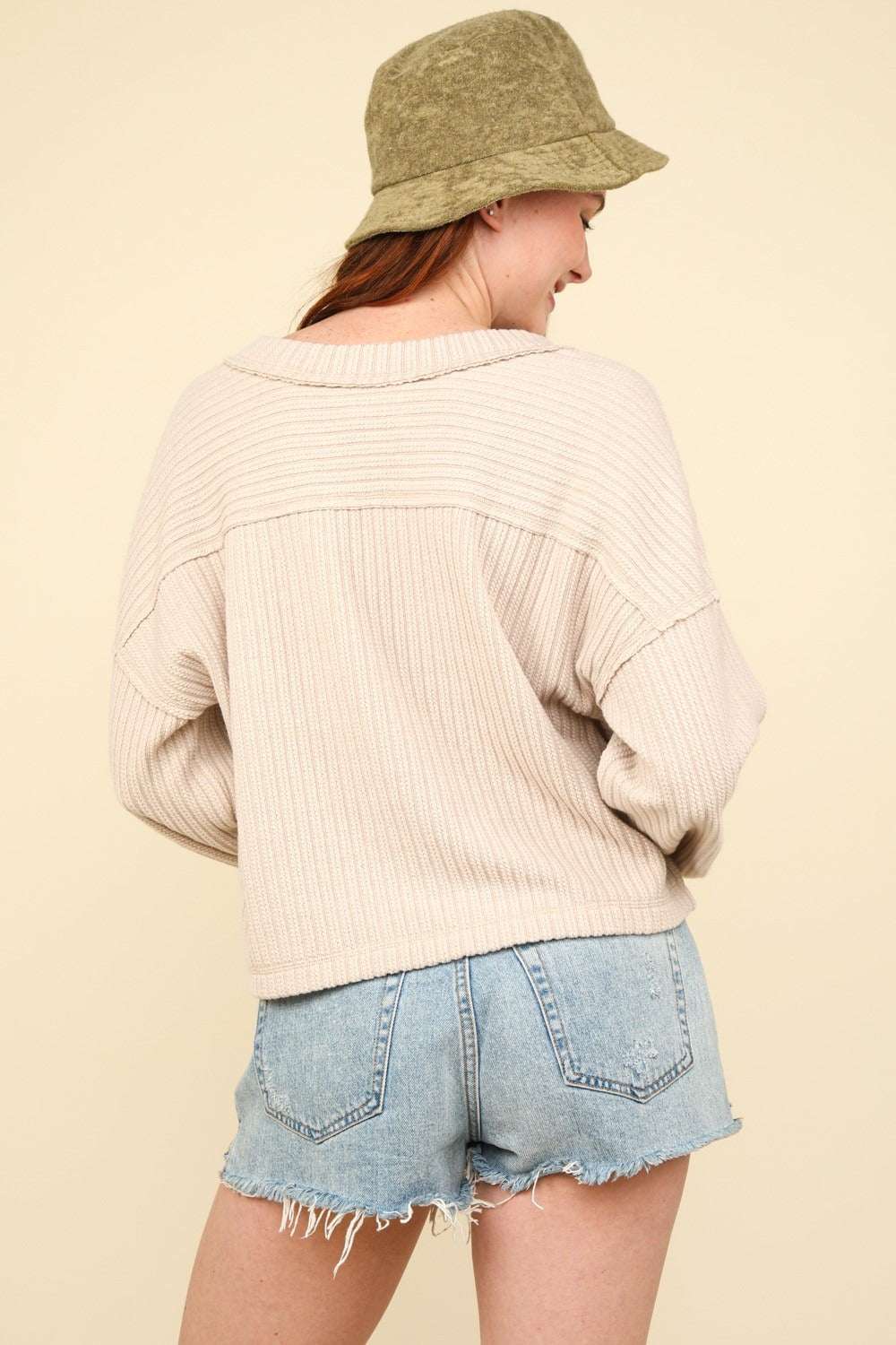 Jenny Exposed Seam Ribbed Knit Top