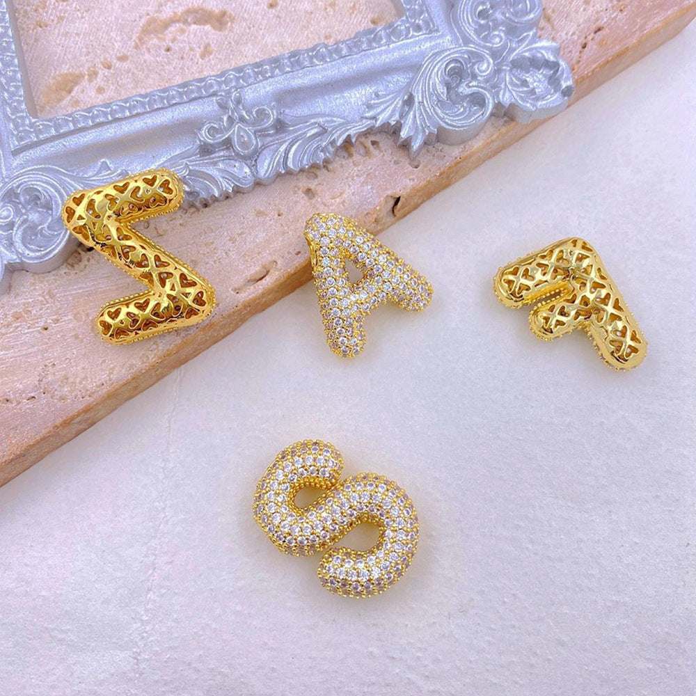 Gold Bubble Initial Necklace