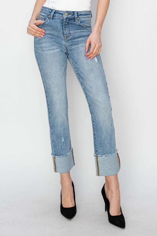 RISEN Cuffed Slim Straight Jeans