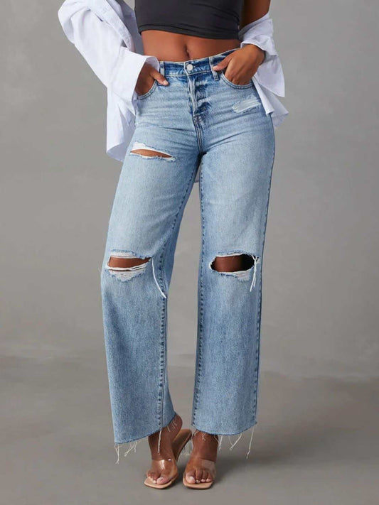 Demi Distressed Straight Leg Jeans