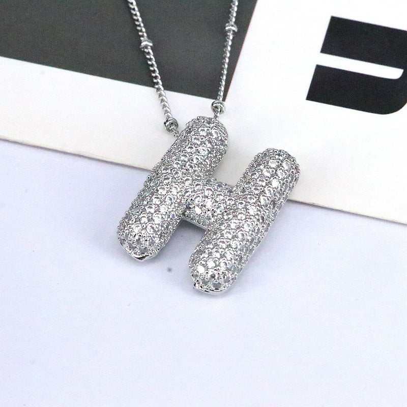 Silver Bubble initial Necklace