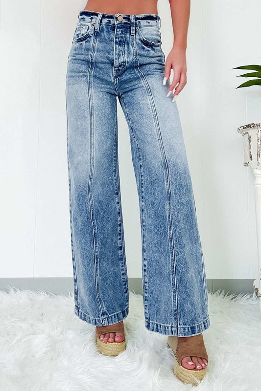 Stay Awhile High Waist Wide Leg Jeans