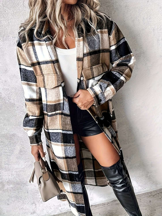 Stay Awhile Plaid Longline Shacket