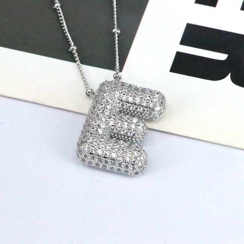 Silver Bubble initial Necklace